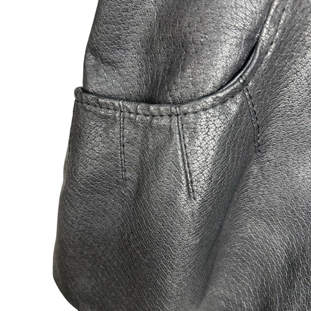 Bagatelle Womens Jacket Large Black Genuine Leather Button Up Classic Overcoat - Picture 4 of 9